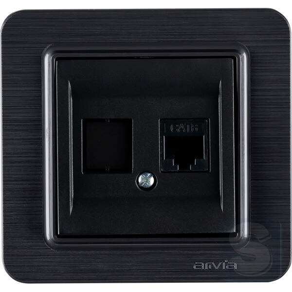 Розетка компьютерная RJ45 cat 6 Arvia Electric Lavin Черный матовый (21 25 4007 247)